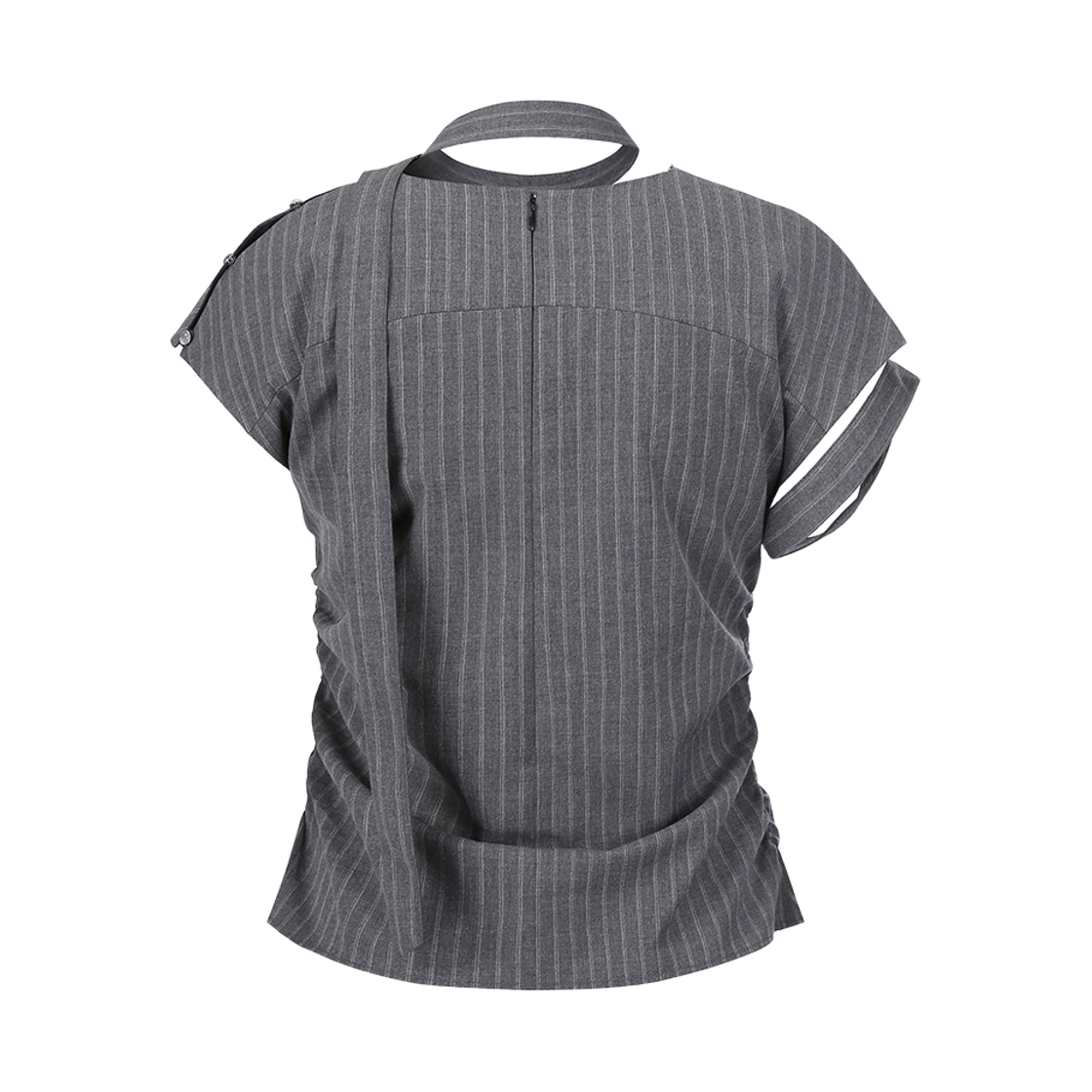 쇠아 스트라이프 슬릿 레이스 블라우스 그레이(SØAR Stripe Slit Race Blouse  Gray) - 2