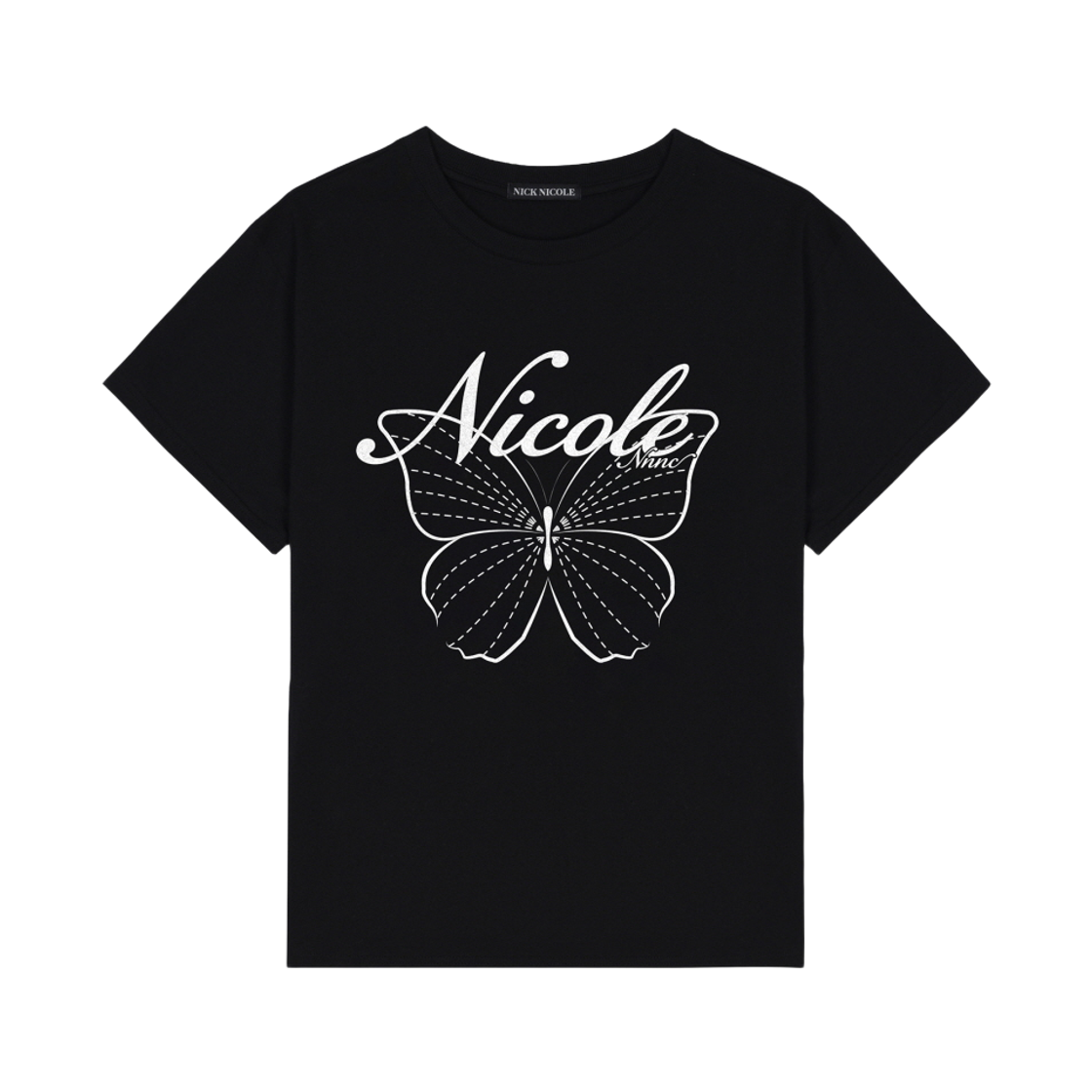 N_SS NICK&NICOLE Nicole Butterfly Sleeve Top Black White
