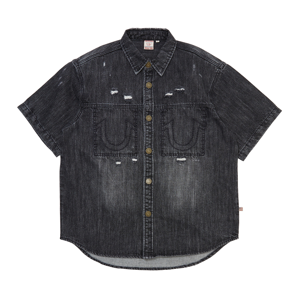 트루릴리젼 와일드 데님 하프 셔츠 워시드 블랙(True Religion Wild Denim Half Shirts_Washed Black) - 2