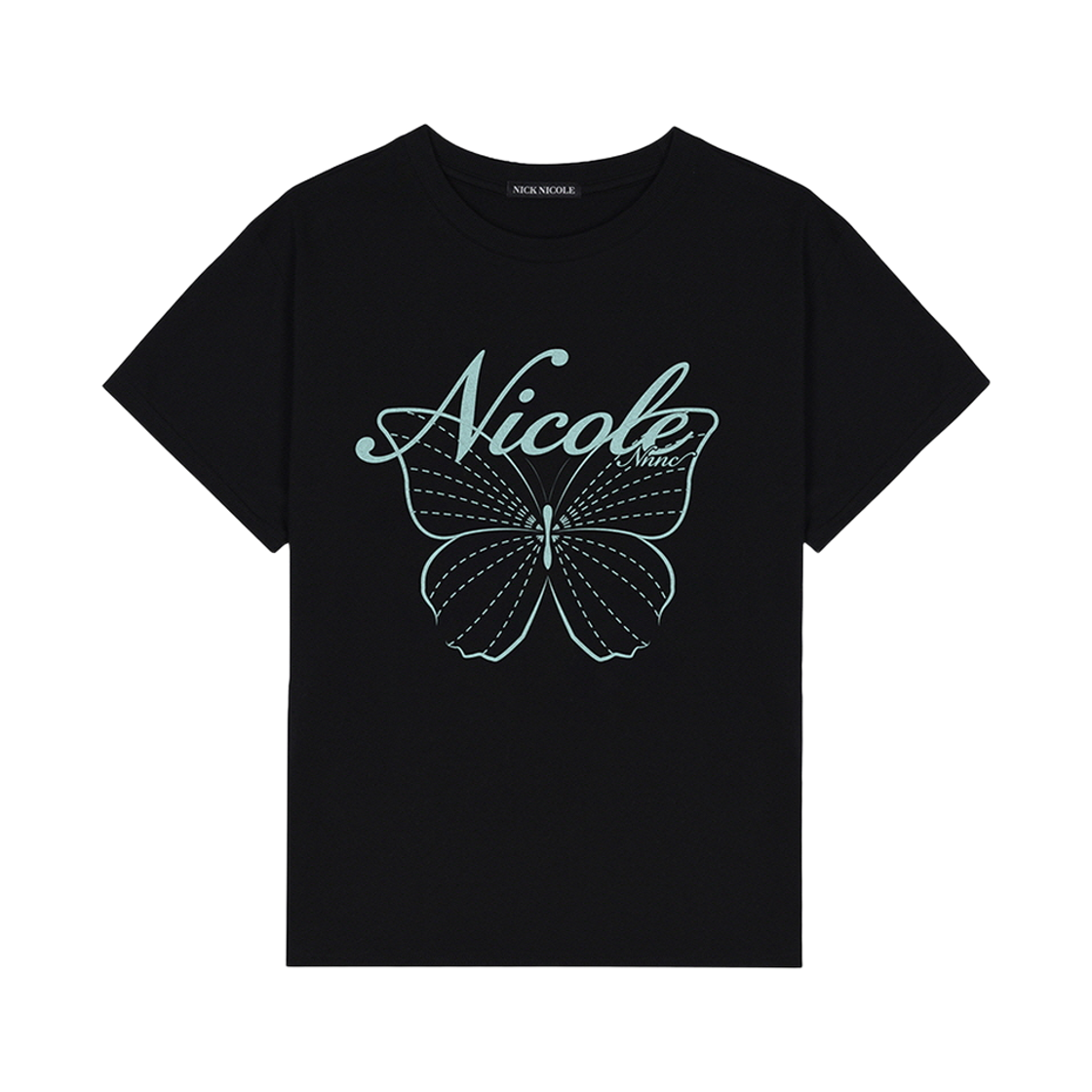 N_SS NICK&NICOLE Nicole Butterfly Sleeve Top Black Mint