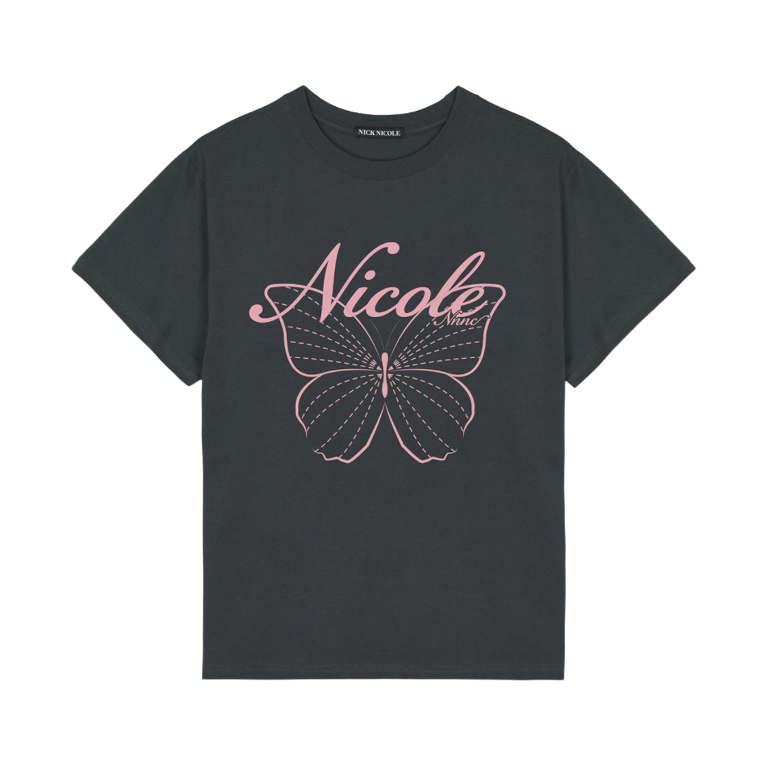 N_SS NICK&NICOLE Nicole Butterfly Sleeve Top Charcoal Pink