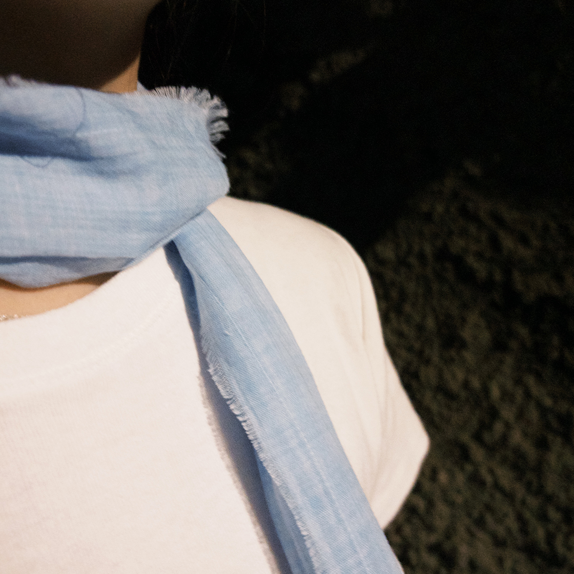원사이즈핏츠올 빈티지 에어리 플레이드 스카프 라이트 블루(onesizefitsall Vintage Airy Plaid Scarf Light Blue) - 6