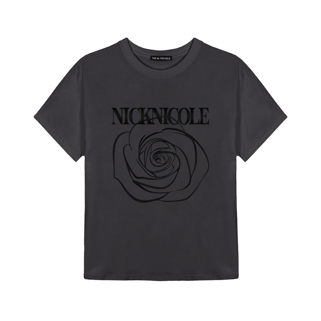 N_SS NICK&NICOLE Big Rose Sleeve Top Charcoal