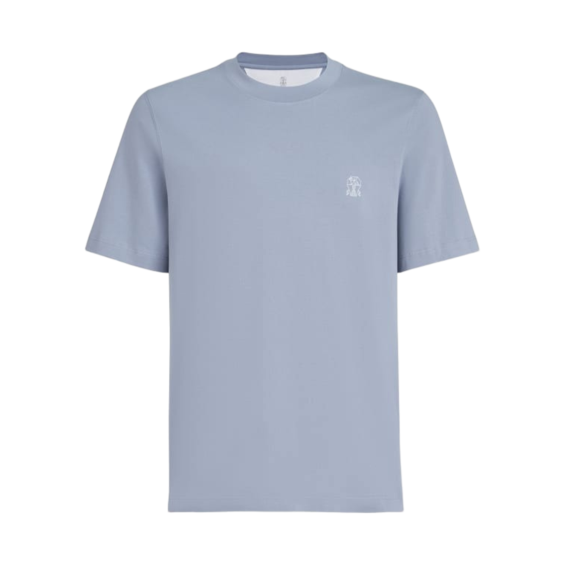 M0B138440-CKL13 Brunello Cucinelli Cotton Jersey Crewneck T-Shirt with Logo Slate Grey