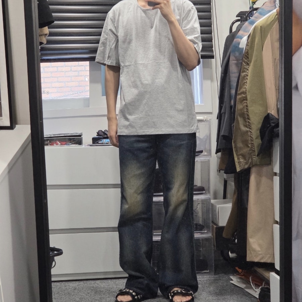 Millo Archive Original Cotton T-Shirt Melange Gray 착용 스타일