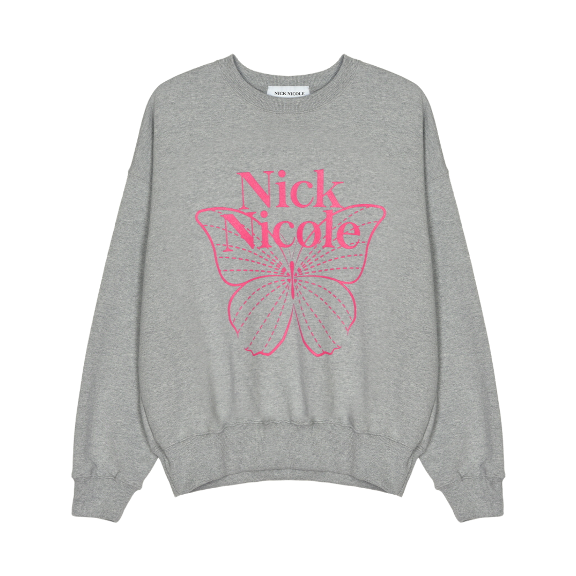 NWK1TS021_GYP NICK&NICOLE Butterfly Signature Sweatshirt Gray Pink