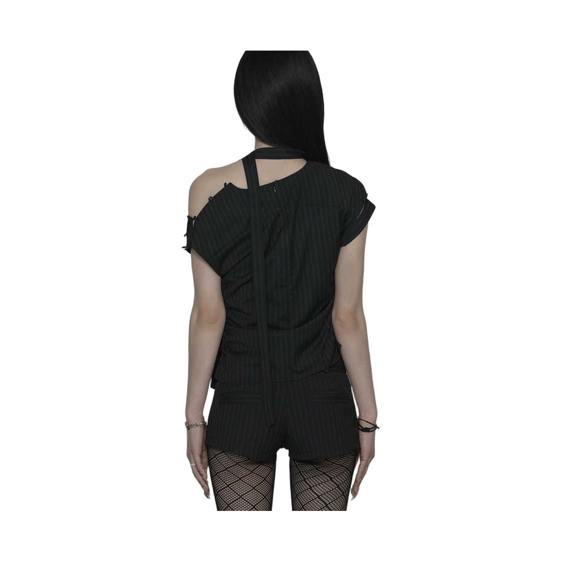 쇠아 스트라이프 슬릿 레이스 블라우스 블랙(SØAR Stripe Slit Race Blouse Black) - 5