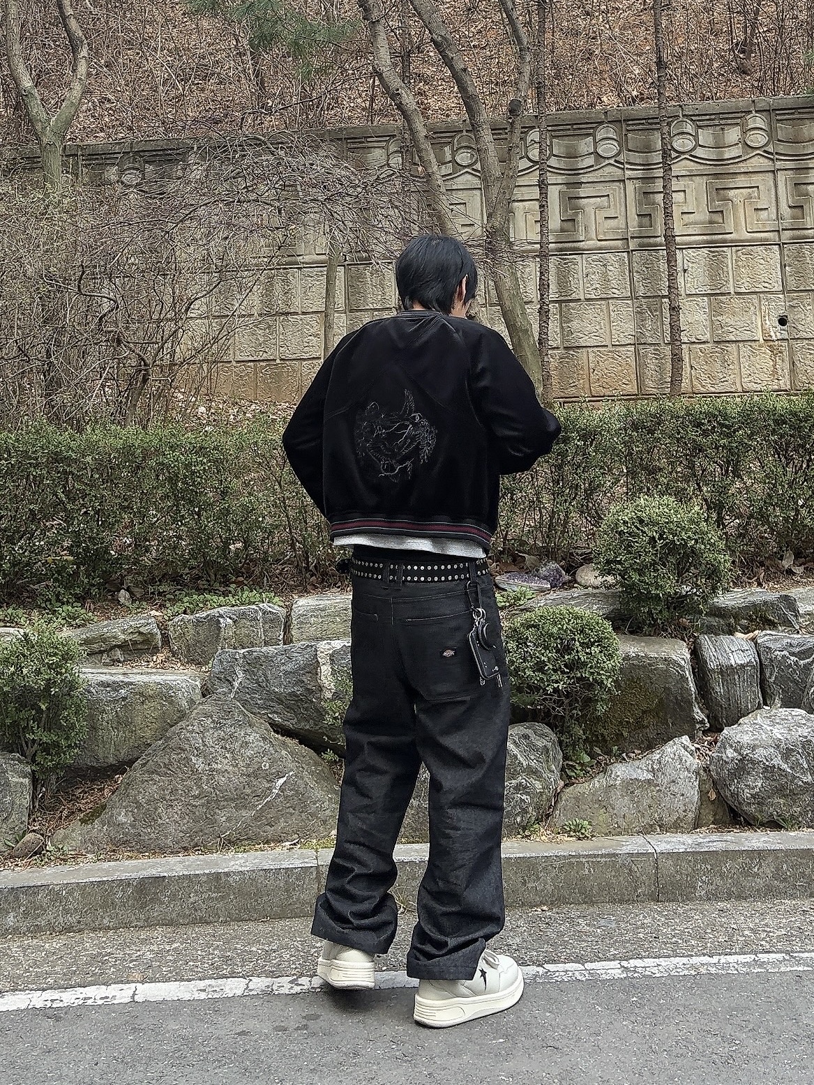 Waviness Velvet Souvenir Jacket Tanjiro 착용 스타일 - 2