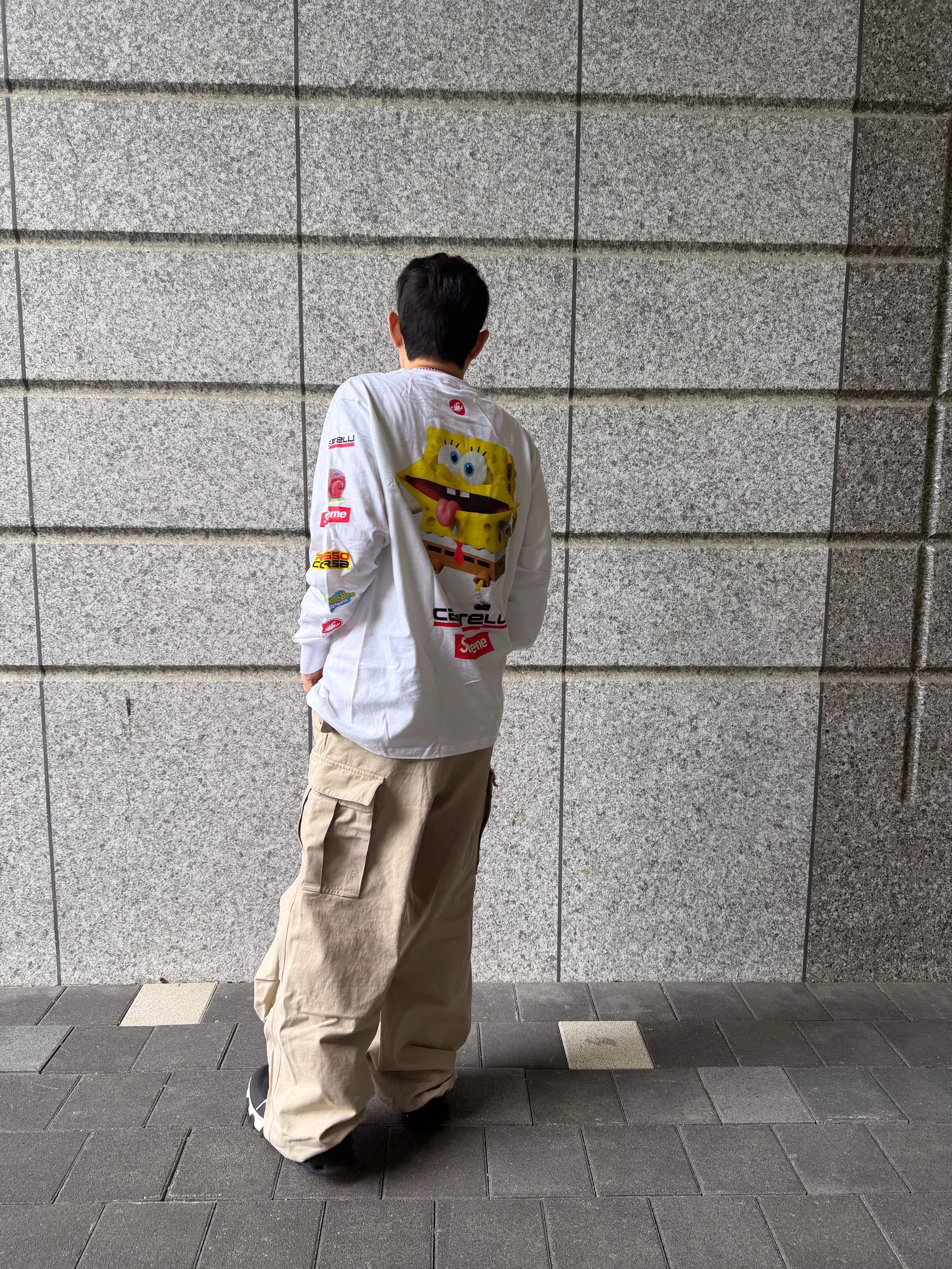Supreme x SpongeBob SquarePants Castelli Racing L/S T-Shirt White - 25SS, Chrome Hearts 1 Ball Tiny CH Cross Pendant Silver 착용 스타일 - 8