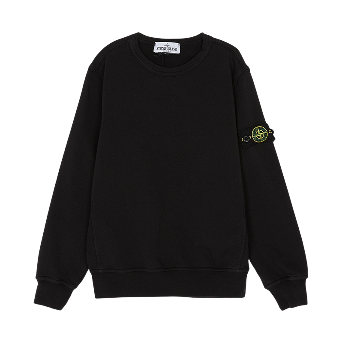 L1S1661000-05S0040-V0029 (Kids) Stone Island 6100005 Organic Cotton Fleece Regular-Fit Crewneck Sweatshirt with Ribbed Trims Black - 26SS