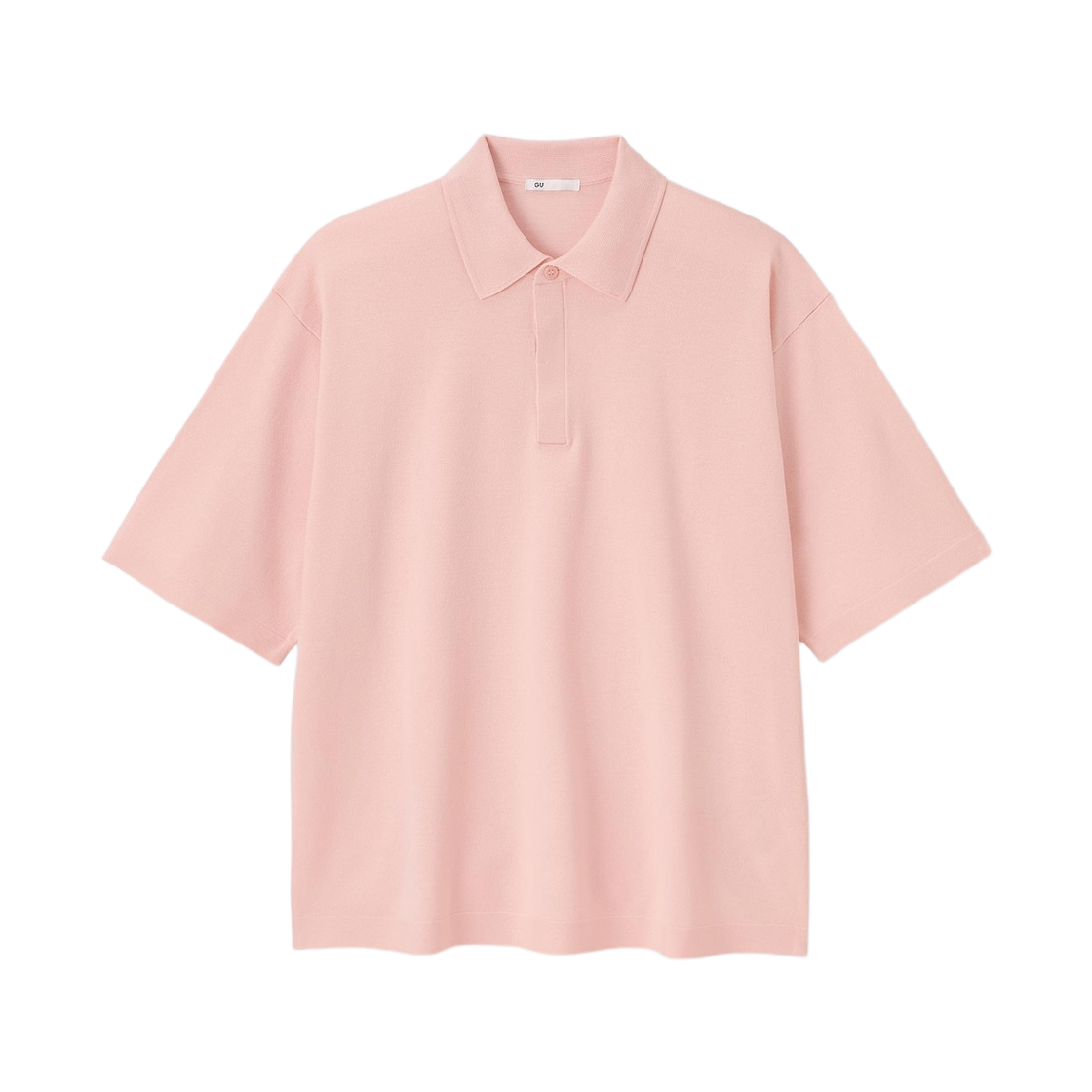 359987-11 GU Washable Knitted Half Sleeve Polo Shirt Pink