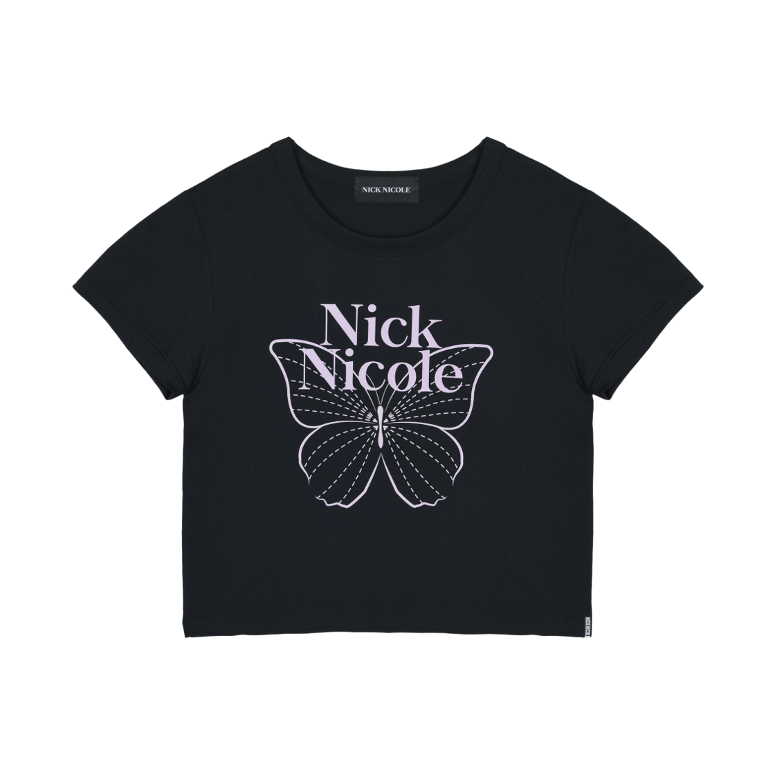 닉앤니콜 버터플라이 시그니처 크롭 탑 블랙 핑크(NICK&NICOLE Butterfly Signature Crop Top Black Pink)