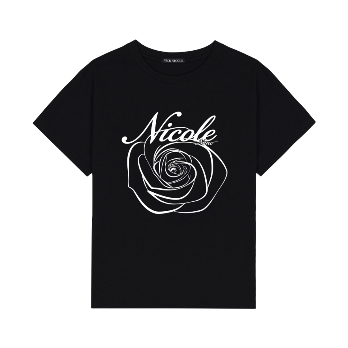 닉앤니콜 니콜 로즈 슬리브 탑 블랙 화이트(NICK&NICOLE Nicole Rose Sleeve Top Black White)