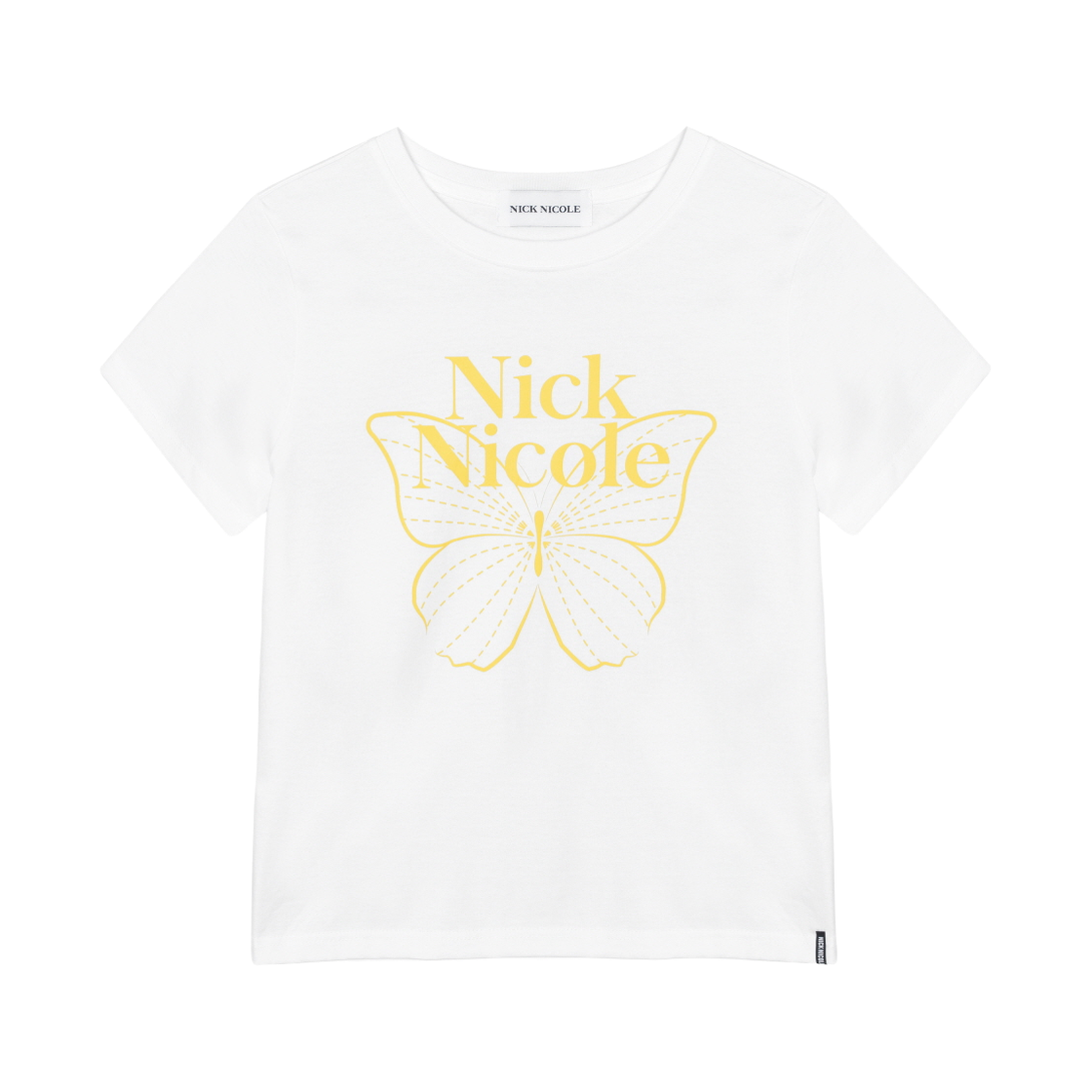 N_SS NICK&NICOLE Butterfly Nicole Label Slim Top White Yellow