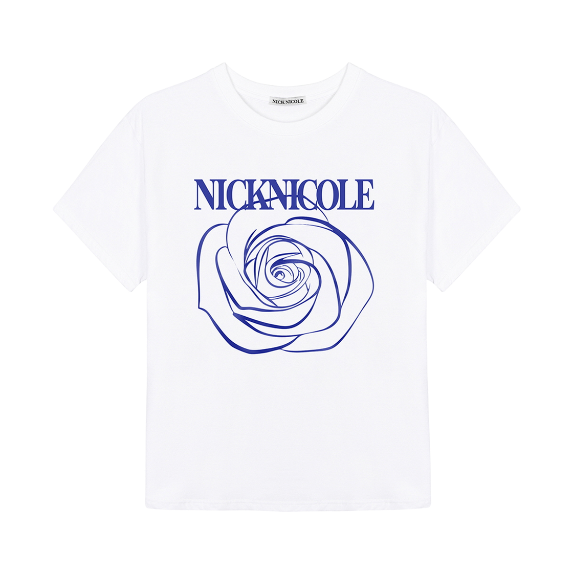 N_SS NICK&NICOLE Big Rose Sleeve Top White Navy