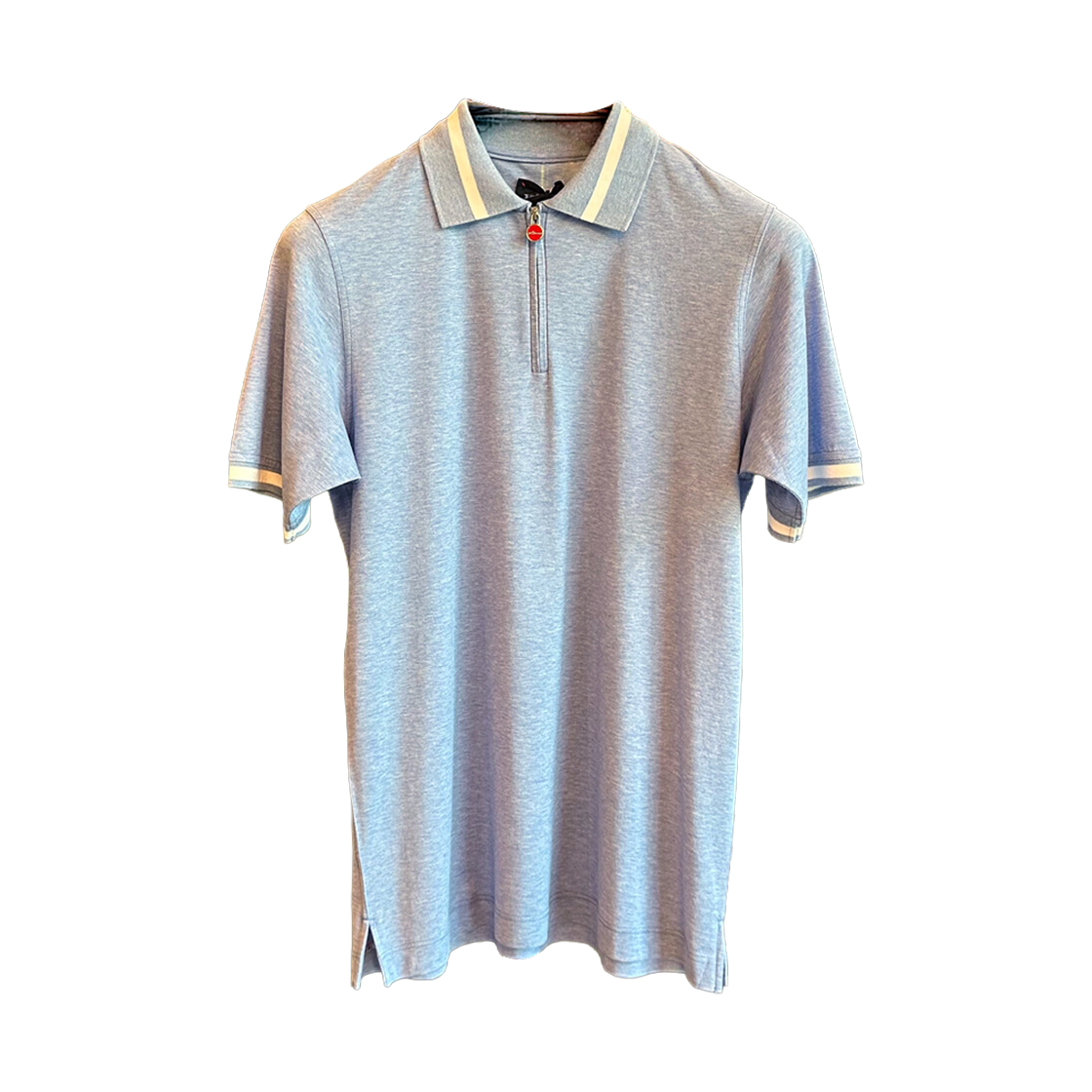 UK1172E22K291000 Kiton Zipped Cotton Polo Shirt Sky Blue