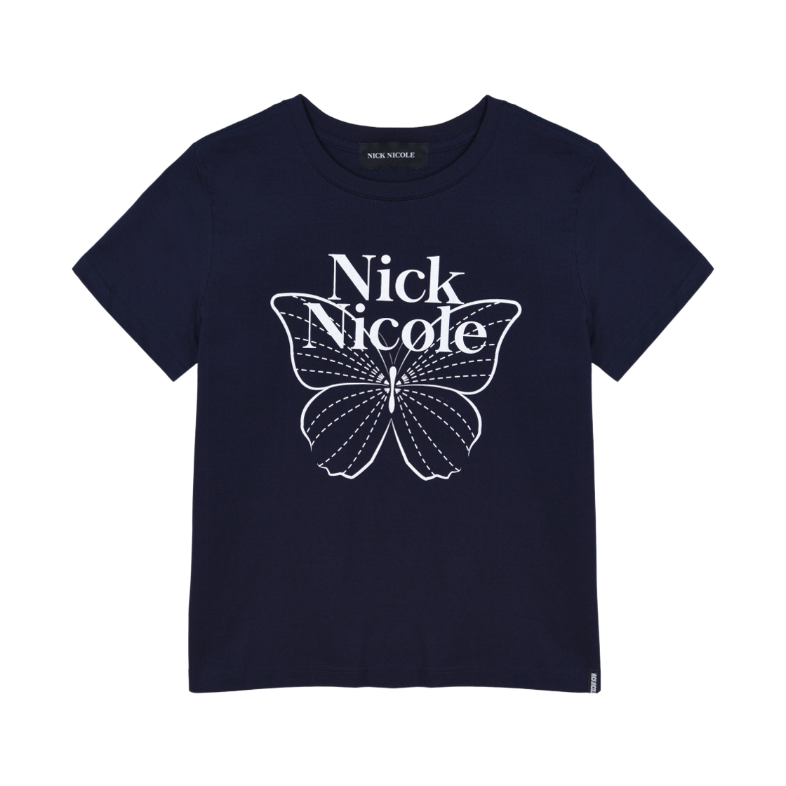 N_SS NICK&NICOLE Butterfly Nicole Label Slim Top Navy White