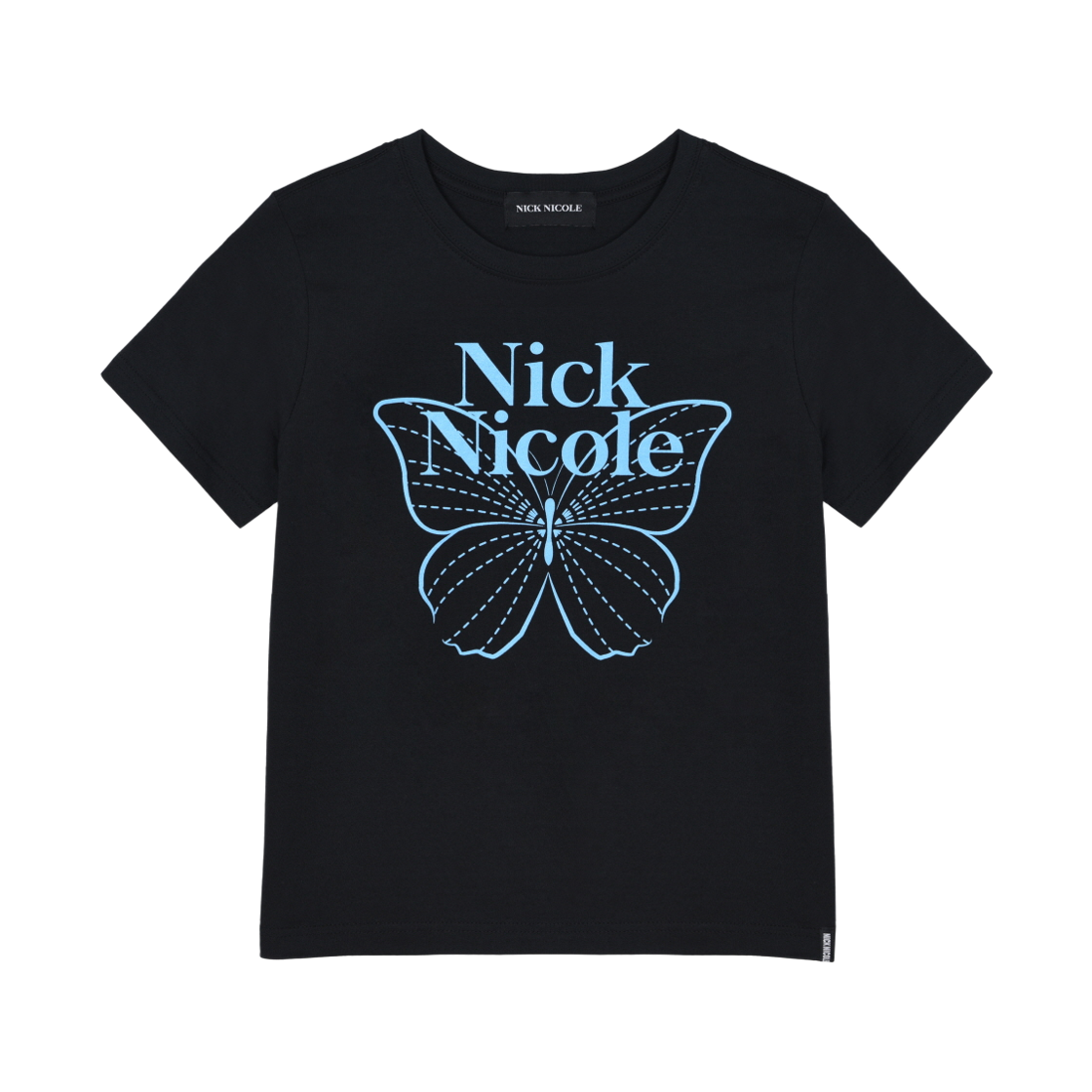 N_SS NICK&NICOLE Butterfly Nicole Label Slim Top Black Sky Blue