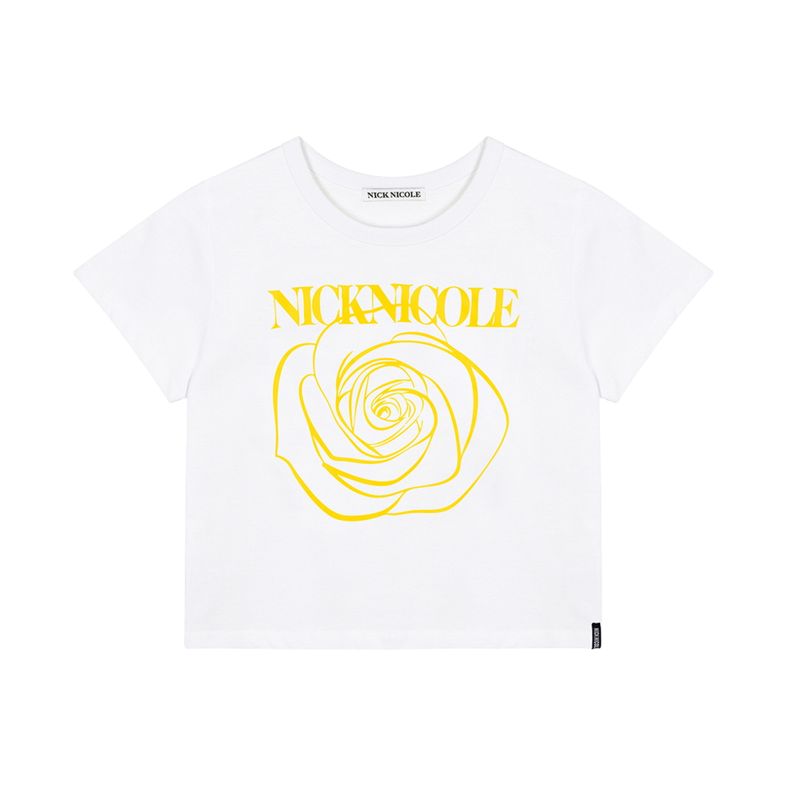 닉앤니콜 로즈 시그니처 크롭 탑 화이트 옐로우(NICK&NICOLE Rose Signature Crop Top White Yellow)