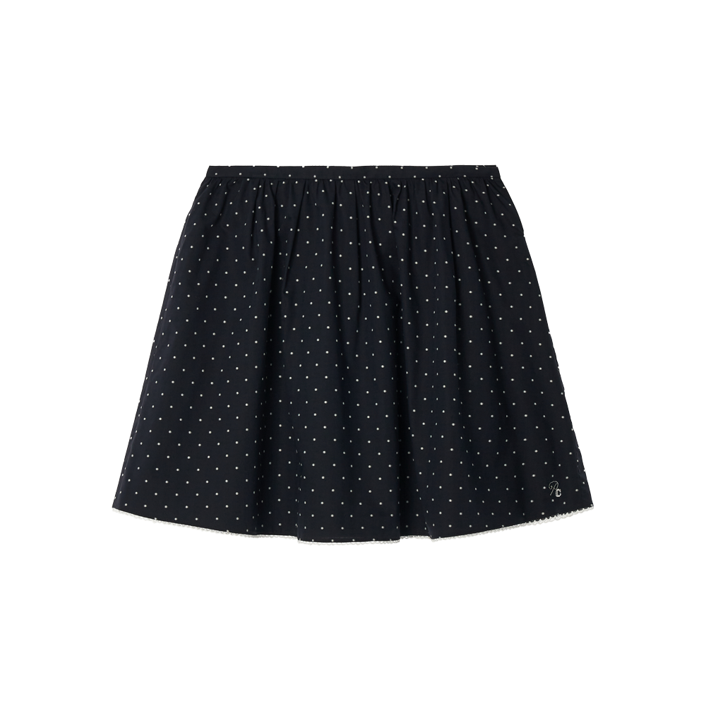 [더블적립] 지비에이치 어패럴 코튼 포라인 스커트 / 네이비 닷([더블적립] GBH APPAREL Cotton Poline Skirt / Navy Dot) - 1