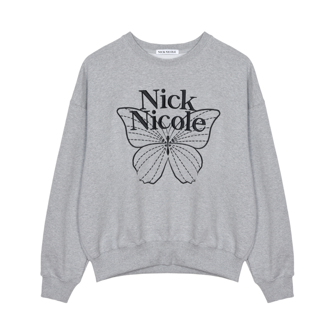 N_SS NICK&NICOLE Volume Butterfly Signature Sweatshirt Gray Black