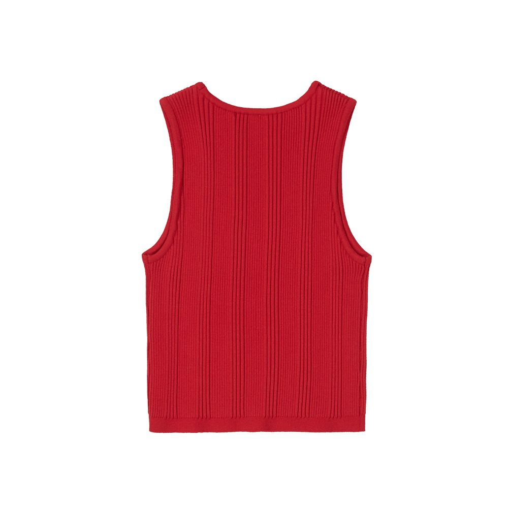 지비에이치 어패럴 리브드 슬림 슬리브리스 탑 / 레드(GBH APPAREL Ribbed Slim Sleeveless Top / Red) - 2