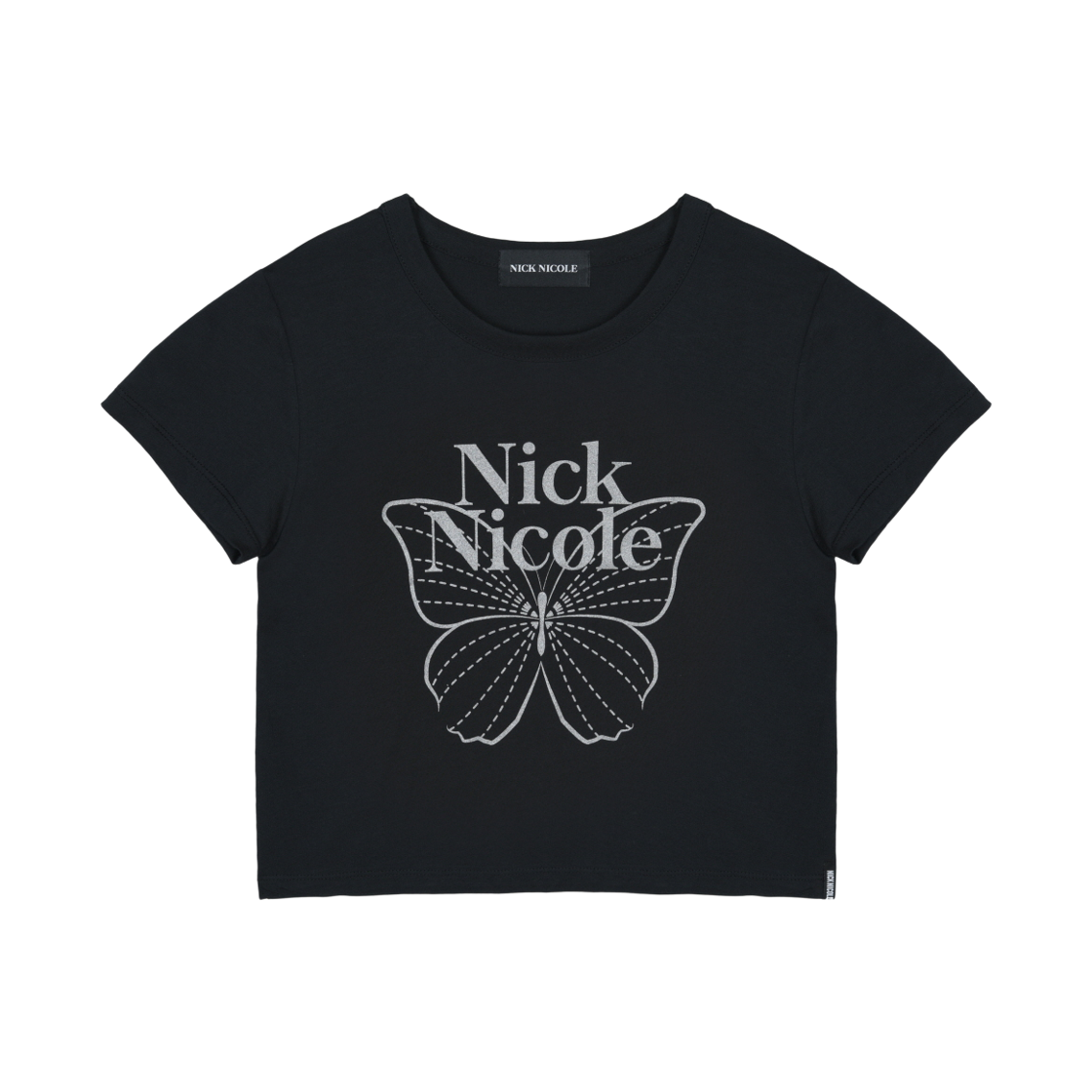 닉앤니콜 버터플라이 시그니처 크롭 탑 블랙 실버(NICK&NICOLE Butterfly Signature Crop Top Black Silver) - 1
