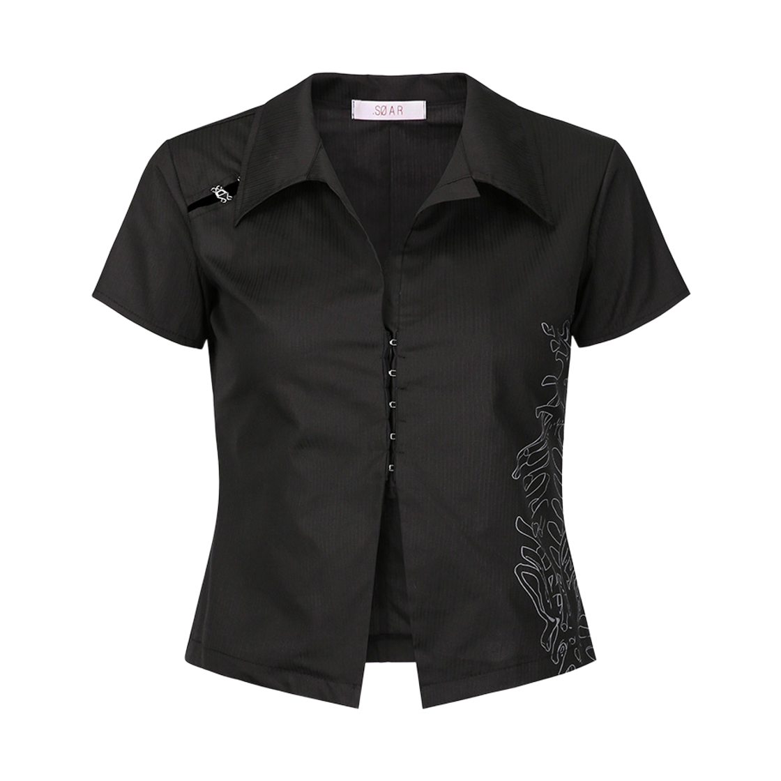 쇠아 본 후크 슬릿 셔츠 블랙(SØAR Born Hook-Slit Shirt Black) - 1