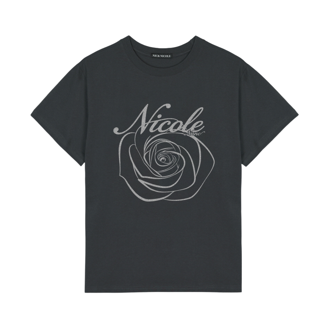 N_SS NICK&NICOLE Nicole Rose Sleeve Top Charcoal Silver