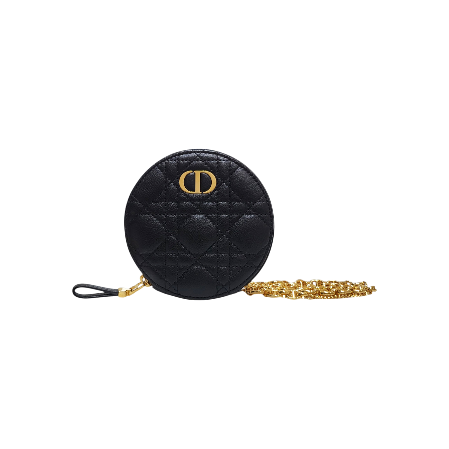 IT5TOHUWEJIO Dior S5092UWHC_M900 Black Supple Cannage Calfskin Round Pouch Bag