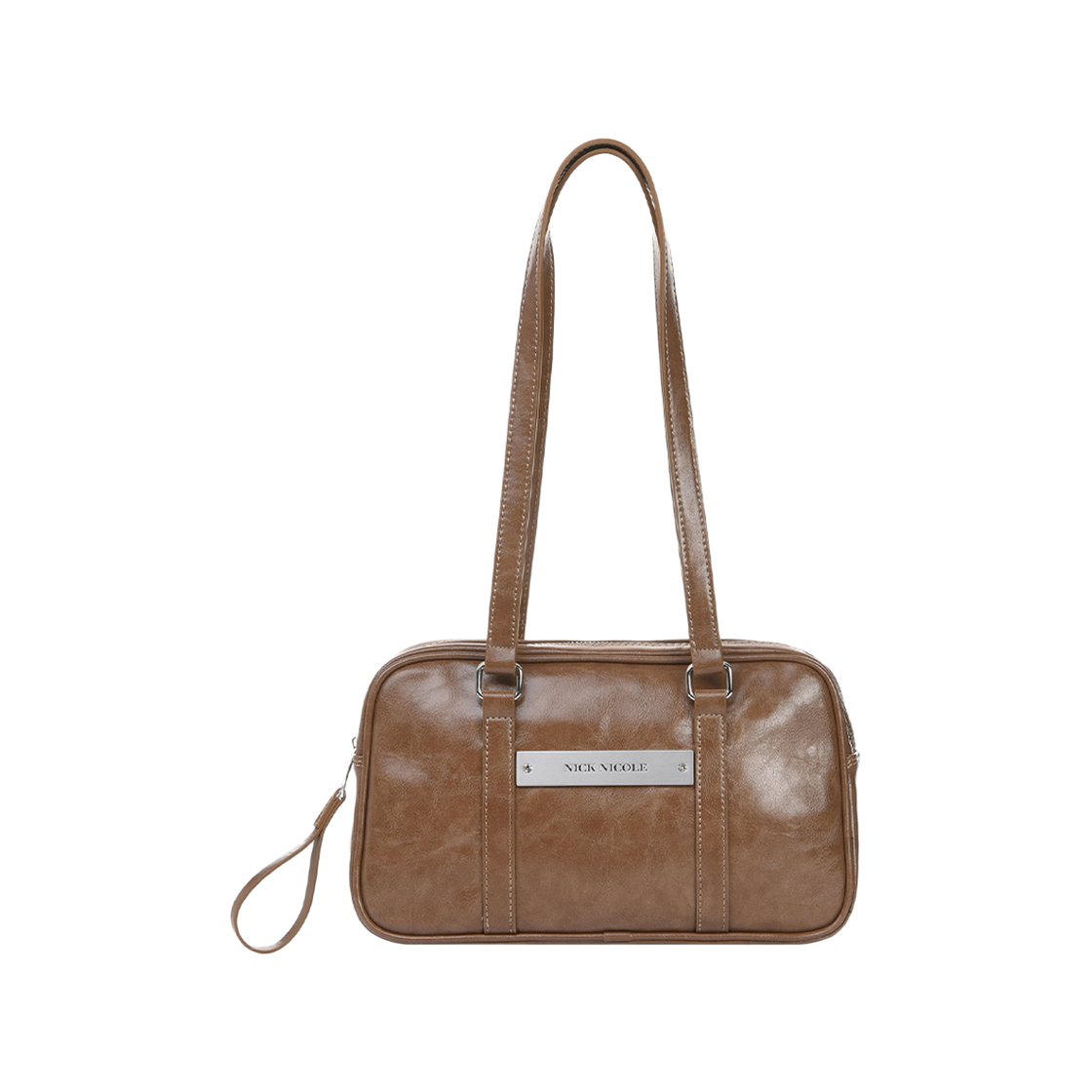 N_SS NICK&NICOLE Crystal Leather Mini Boston Bag Camel