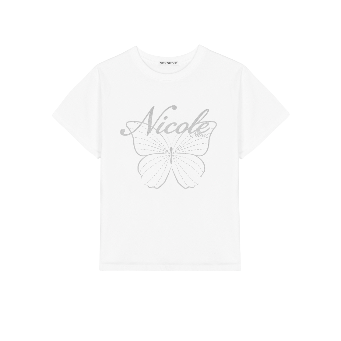 닉앤니콜 니콜 버터플라이 슬리브 탑 화이트 실버(NICK&NICOLE Nicole Butterfly Sleeve Top White Silver) - 1