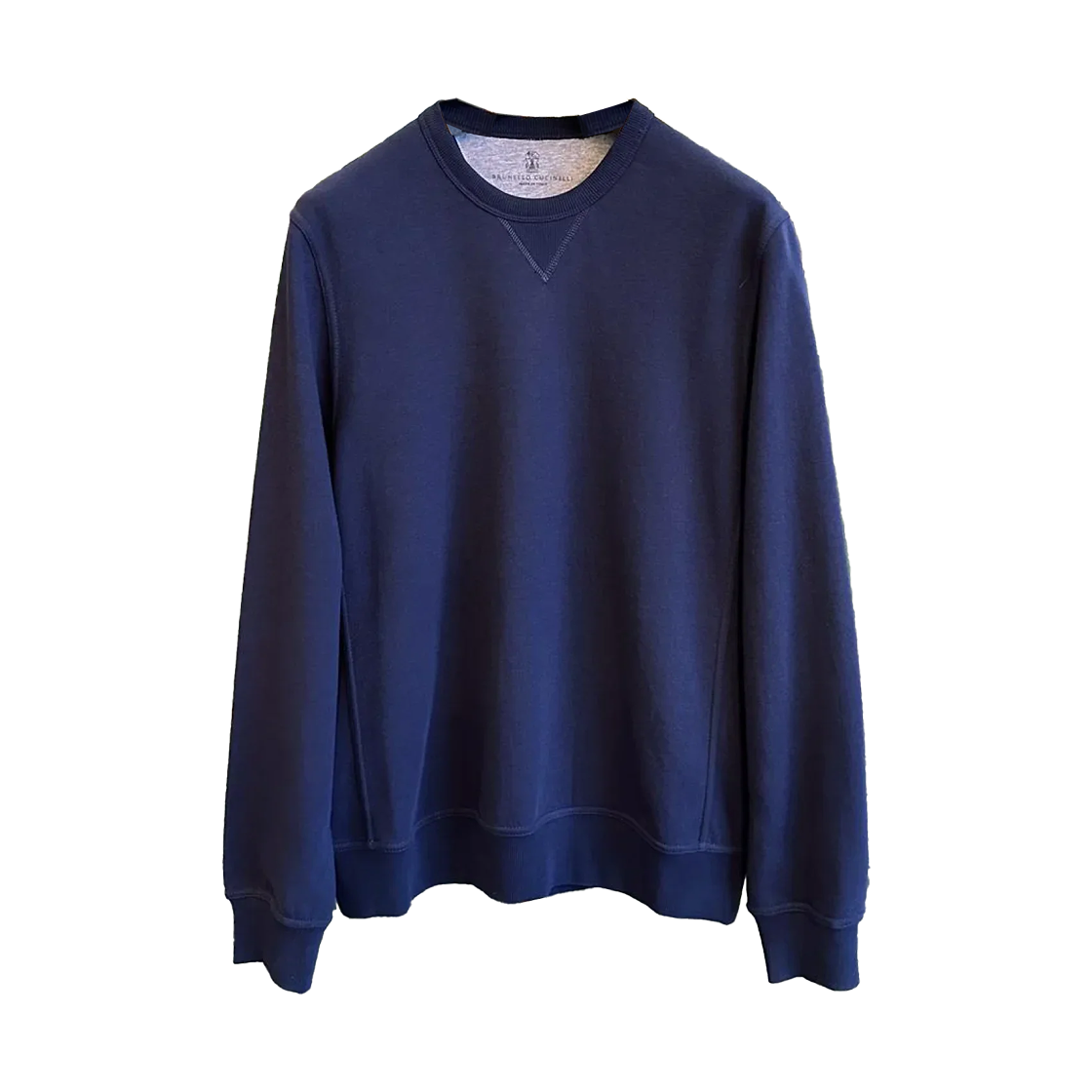 MTU149073G-C6134 Brunello Cucinelli Cotton Detail Sweatshirt Cobalt