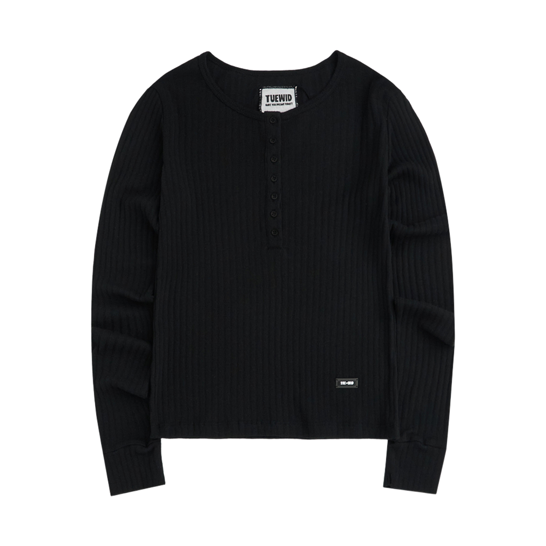 twdkr28 Tuewid Mini Henley Longsleeve T-Shirt In Black