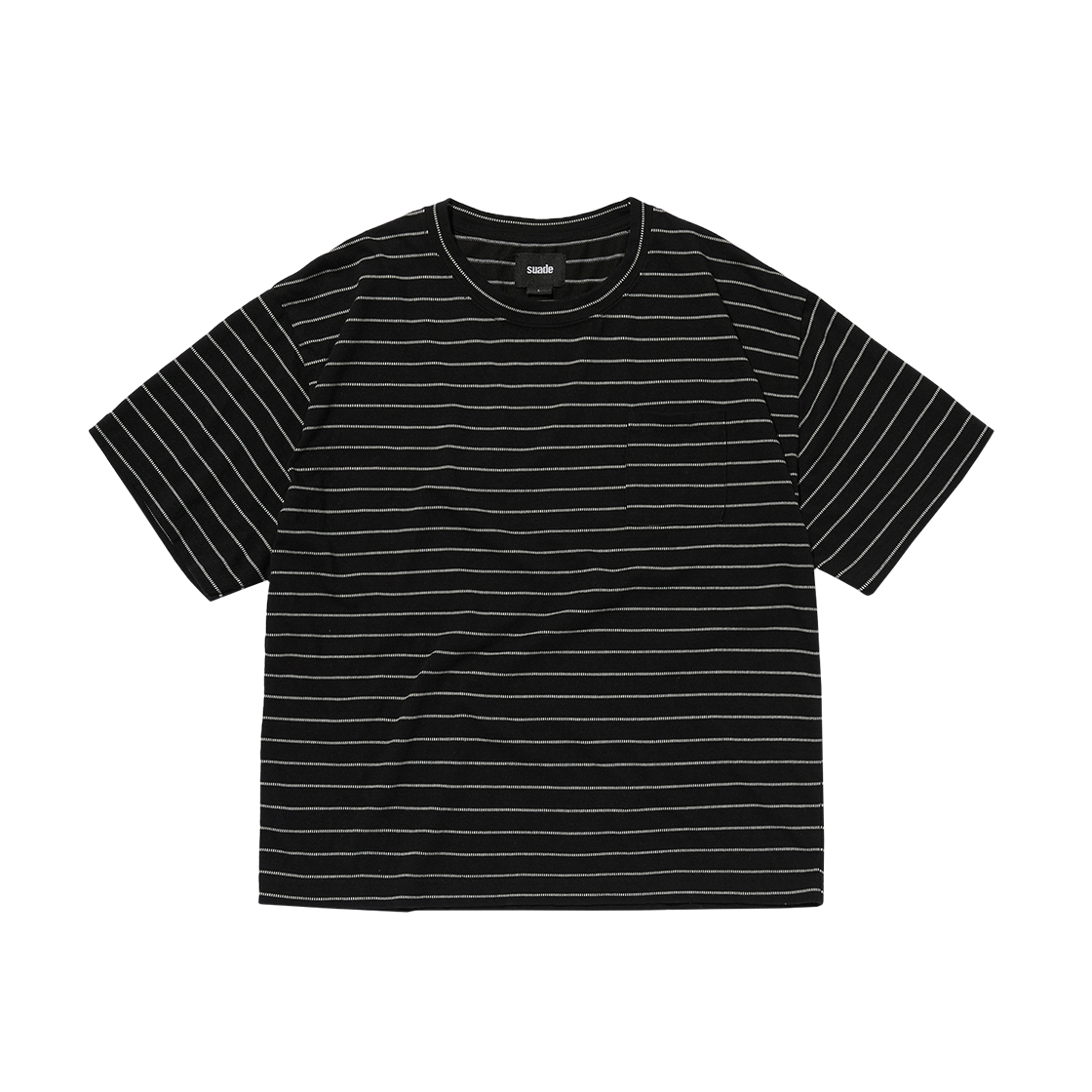 SDFSTO058BW Suade Textured Pocket Tee Black White