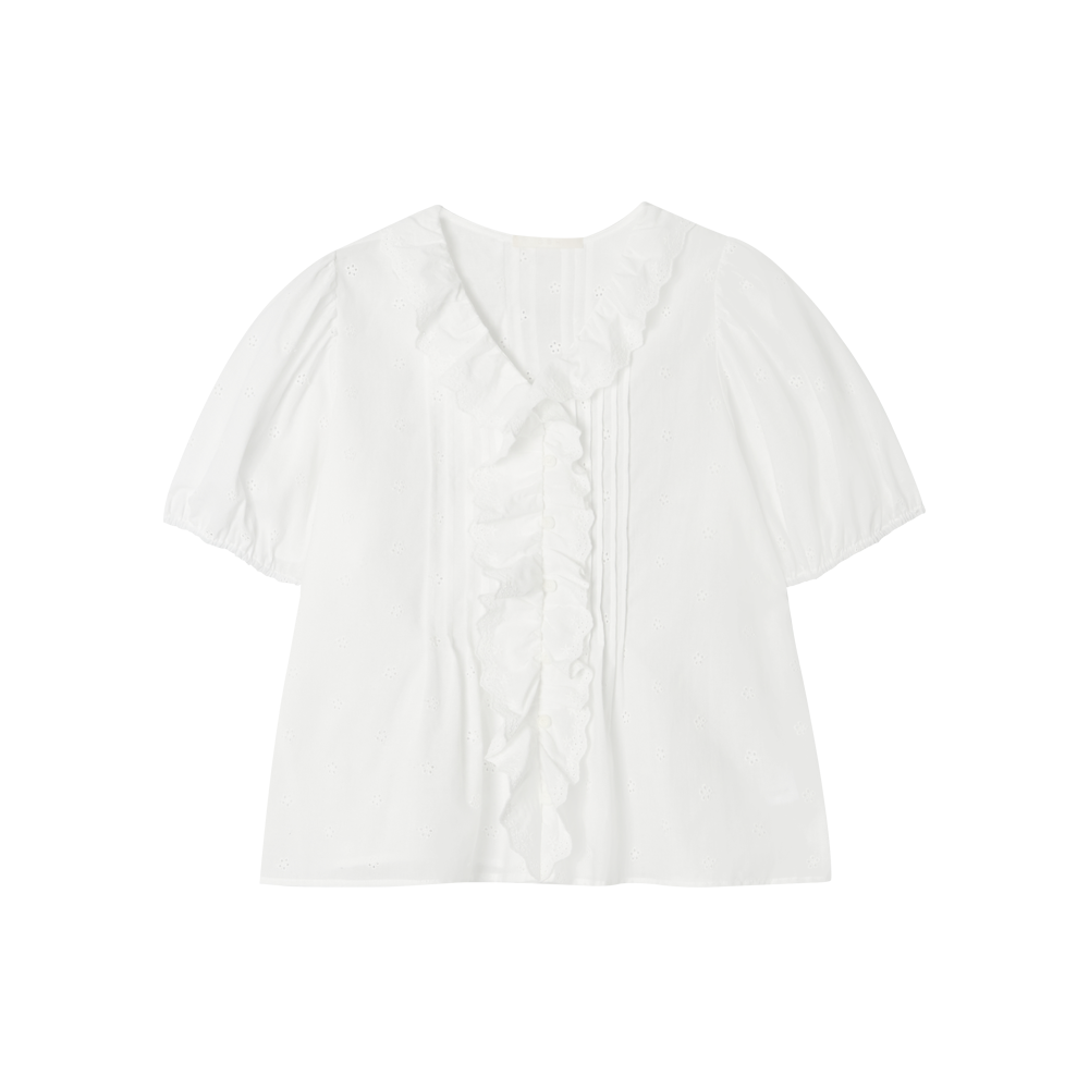 지비에이치 어패럴 코튼 레이스 블라우스 / 화이트(GBH APPAREL Cotton Lace Blouse / White)