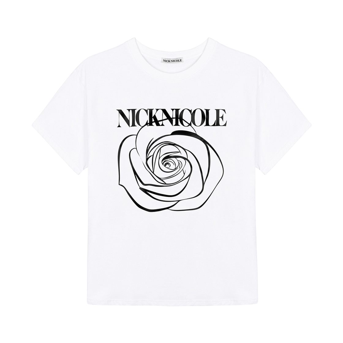 N_SS NICK&NICOLE Big Rose Sleeve Top White Black