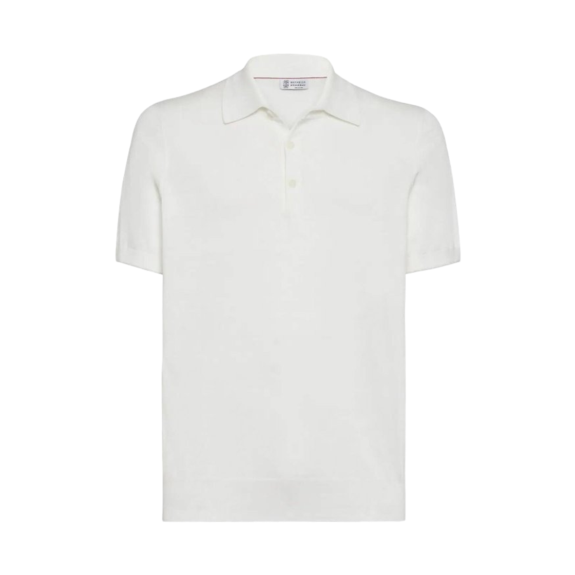M29800125-CO312 Brunello Cucinelli Cotton Lightweight Knit Polo Shirt White