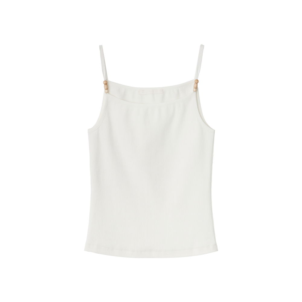 지비에이치 어패럴 우드 비즈 슬리브리스 / 화이트(GBH APPAREL Wood Beads Sleeveless / White)