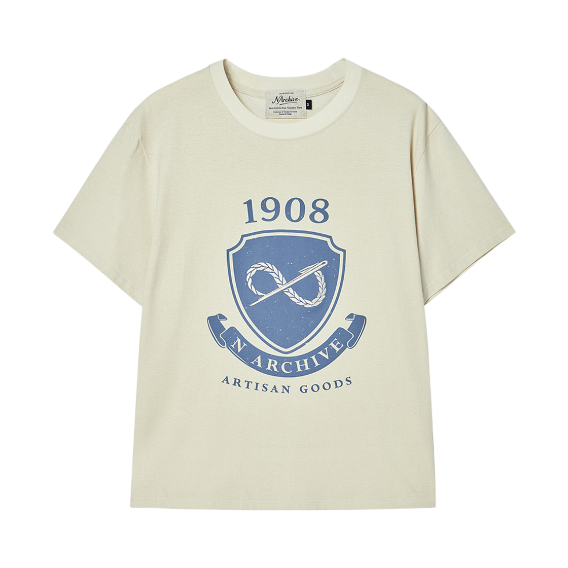 엔 아카이브 아티잔 스티치 빈티지 워시드 반팔 티셔츠 아이보리(N ARCHIVE Artisan Stitch Vintage Washed T-Shirt Ivory)