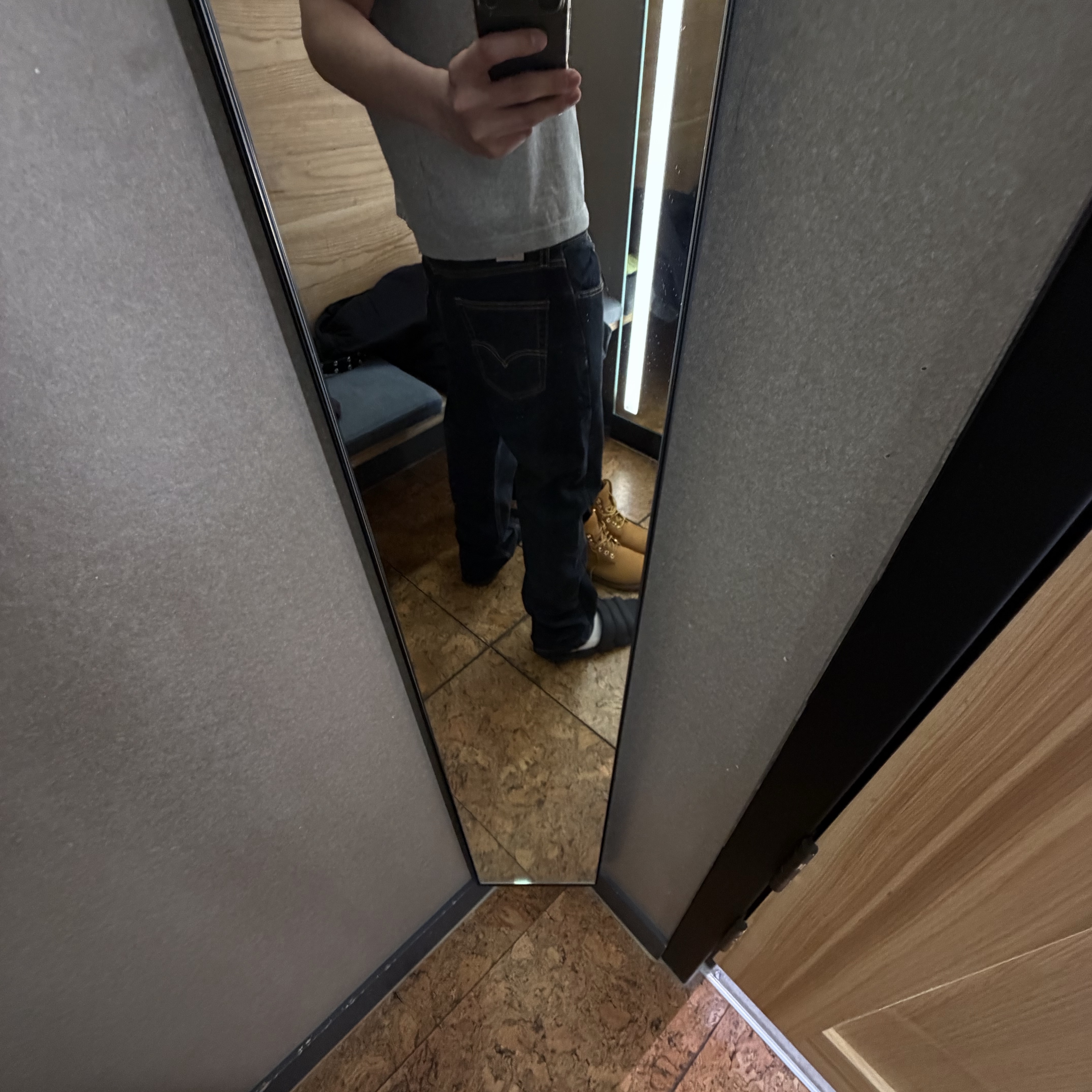 Levi's 505 Regular Fit Jeans Dark Indigo, Timberland Premium 6 inch Waterproof Boot Wheat Nubuck - Wide 착용 스타일 - 3