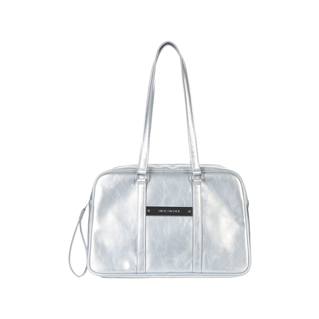 N_SS NICK&NICOLE Crystal Leather Boston Bag Silver