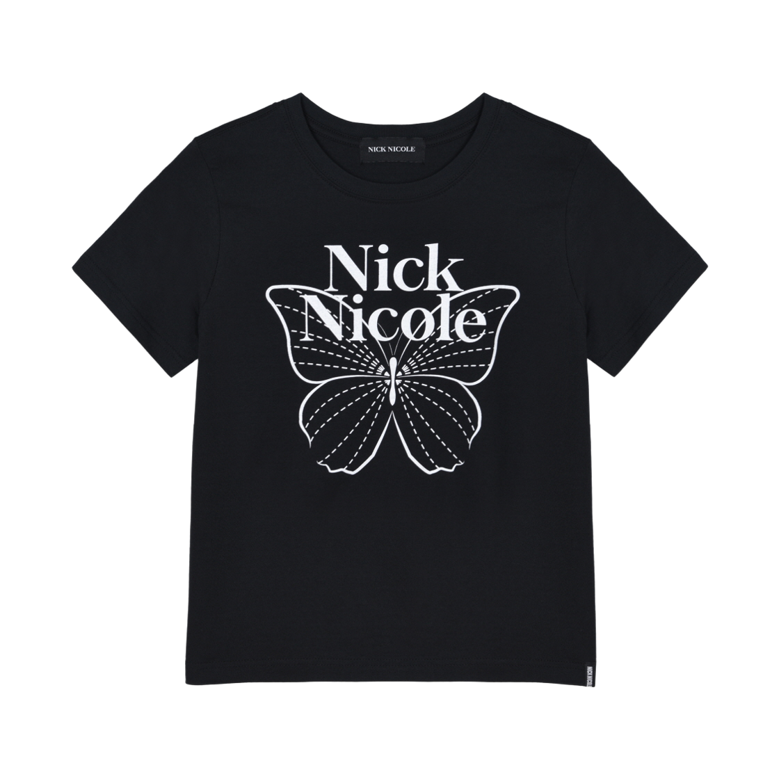 N_SS NICK&NICOLE Butterfly Nicole Label Slim Top Black White