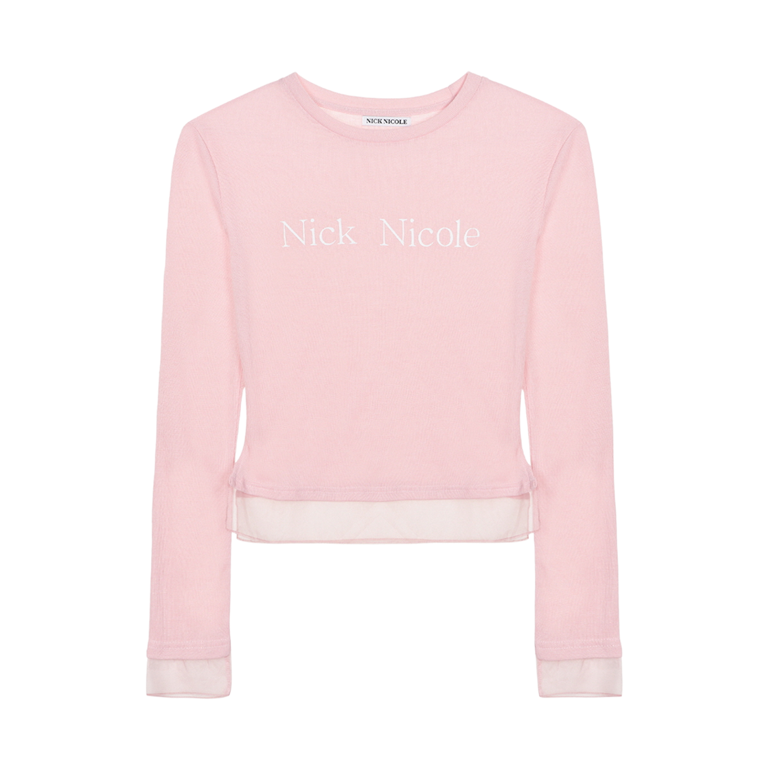 N_SS NICK&NICOLE Nicole Sheer Layered Logo Sleeve Top Pink