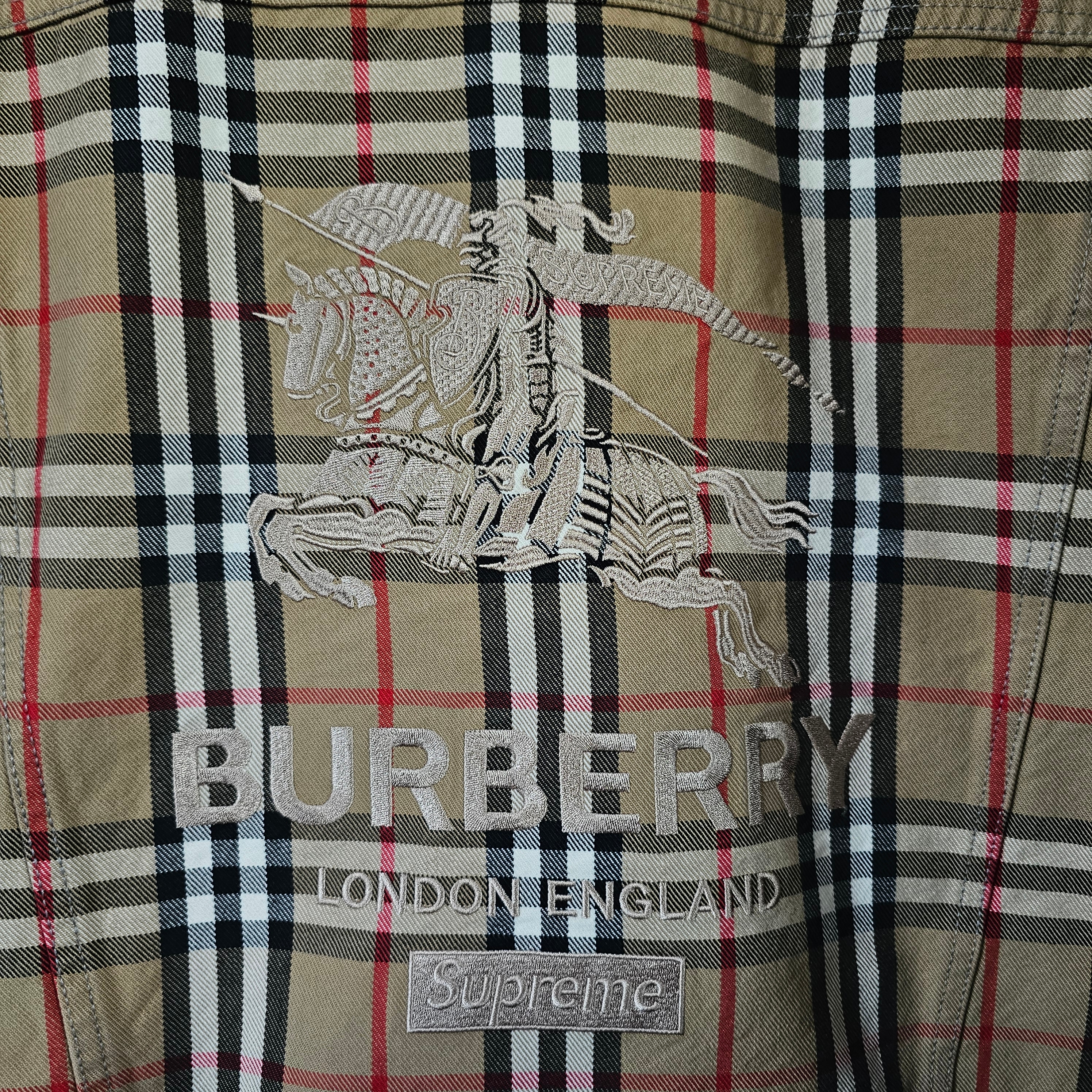 Supreme x Burberry Denim Trucker Jacket Beige - 22SS 착용 스타일