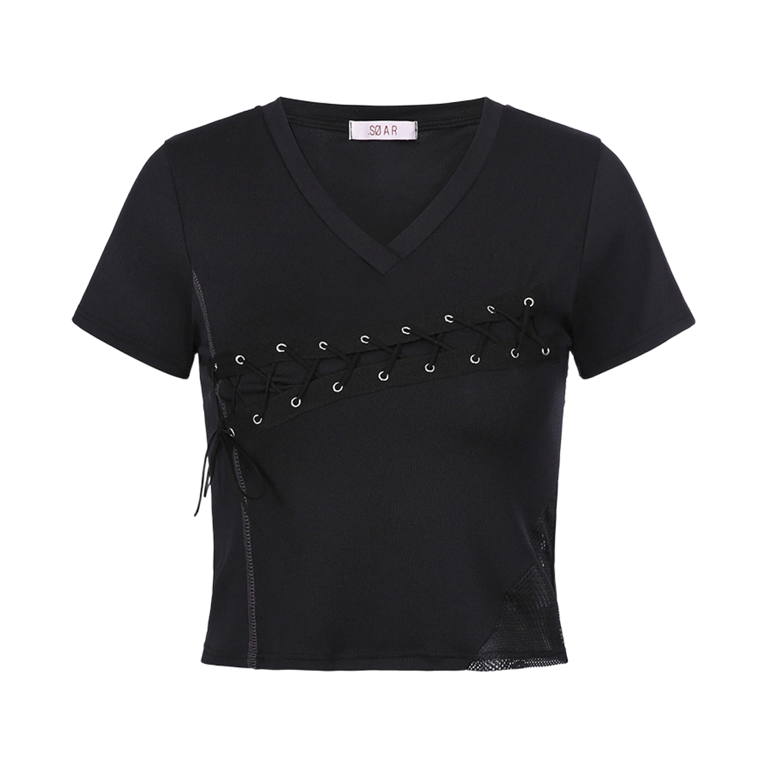 쇠아 스포티 절개 코르셋 탑 블랙(SØAR Flatlock Sporty Corset Top Black) - 1