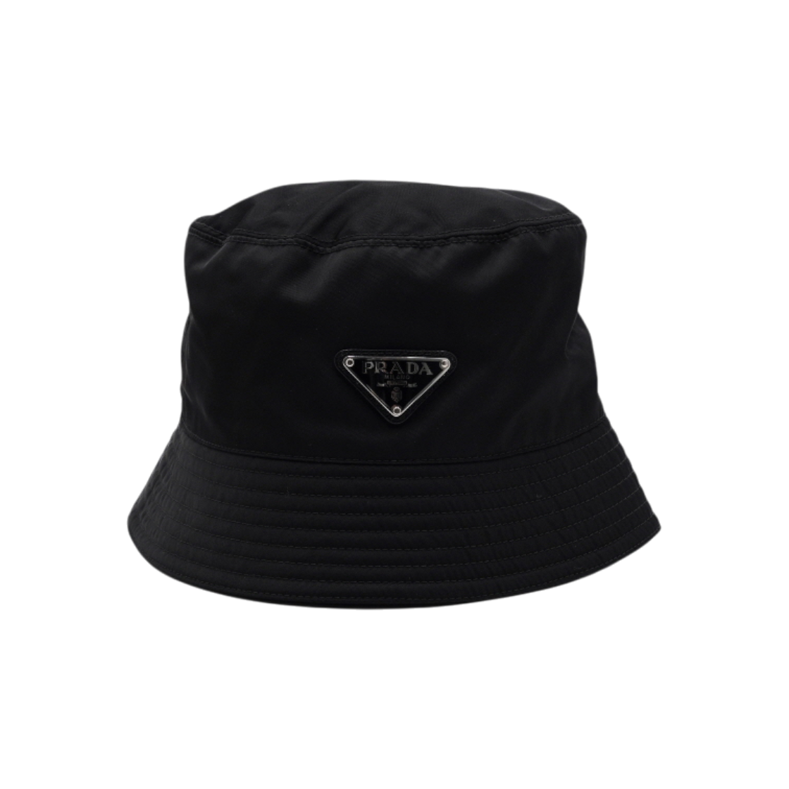 ITKM6TWHV826 Prada Black Re-Nylon Triangle Logo Men Bucket Hat