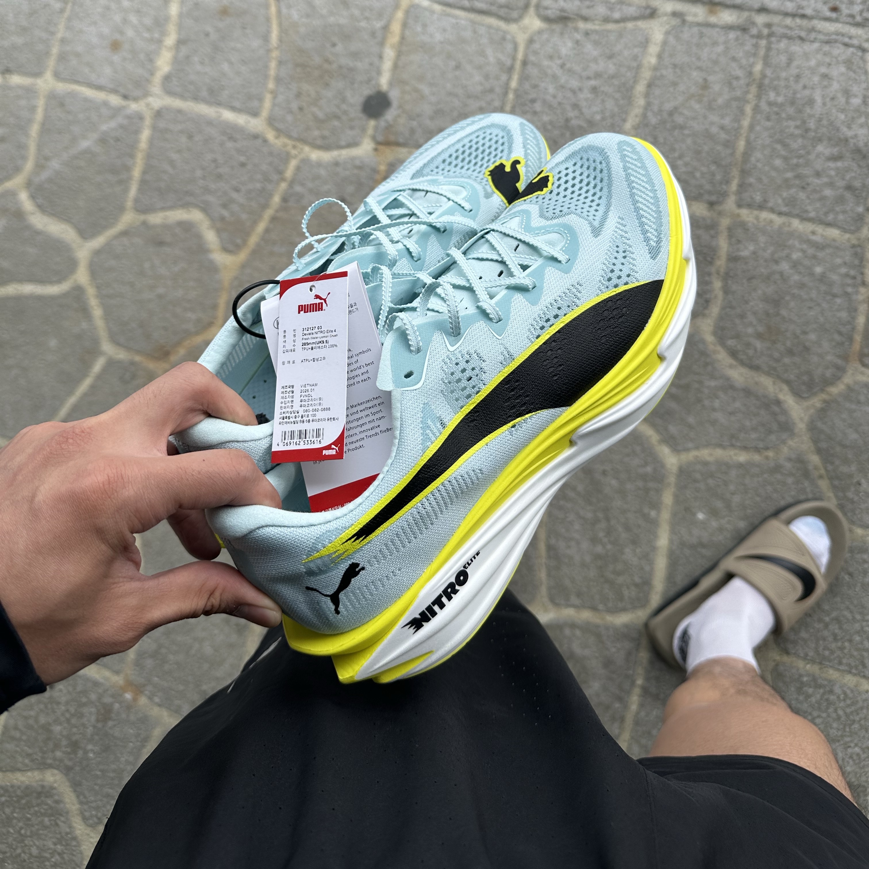 Puma Deviate Nitro Elite 4 Fresh Water Lemon Crush 착용 스타일