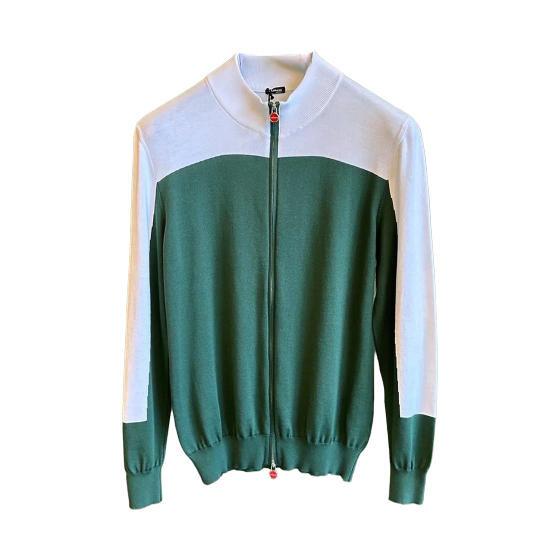 UK1159E23V142 Kiton Zip Up Detail Jacket Green