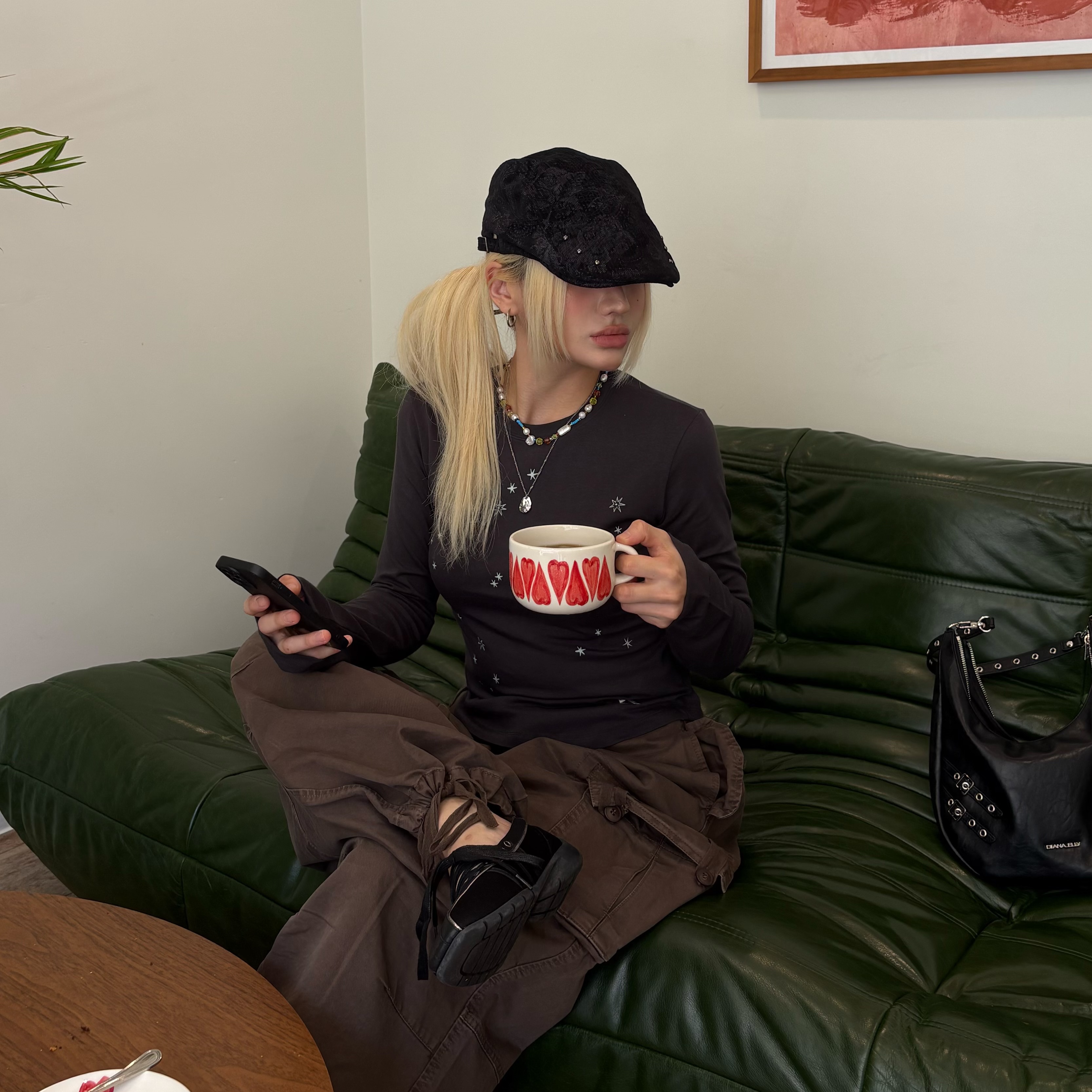 Riomeu Stellance Long Sleeve Charcoal 착용 스타일 - 2